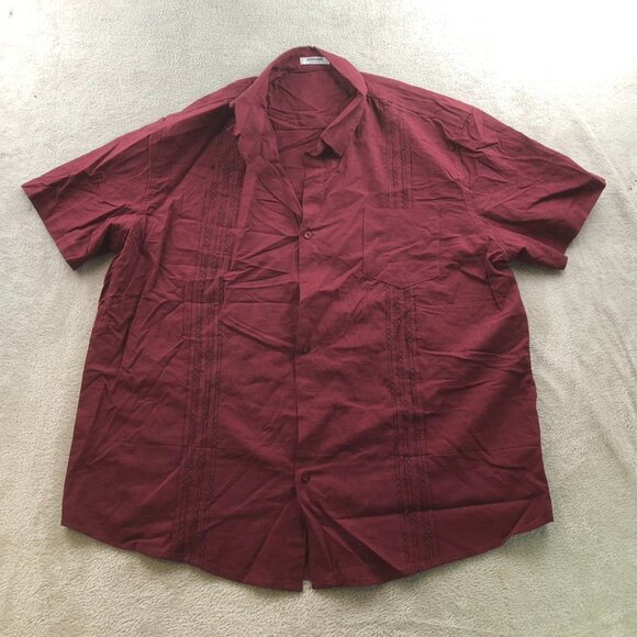 Coofandy Mens Shirt Size XXL Short Sleeve Button Up Shirt Red Classic Casual - Picture 8 of 9